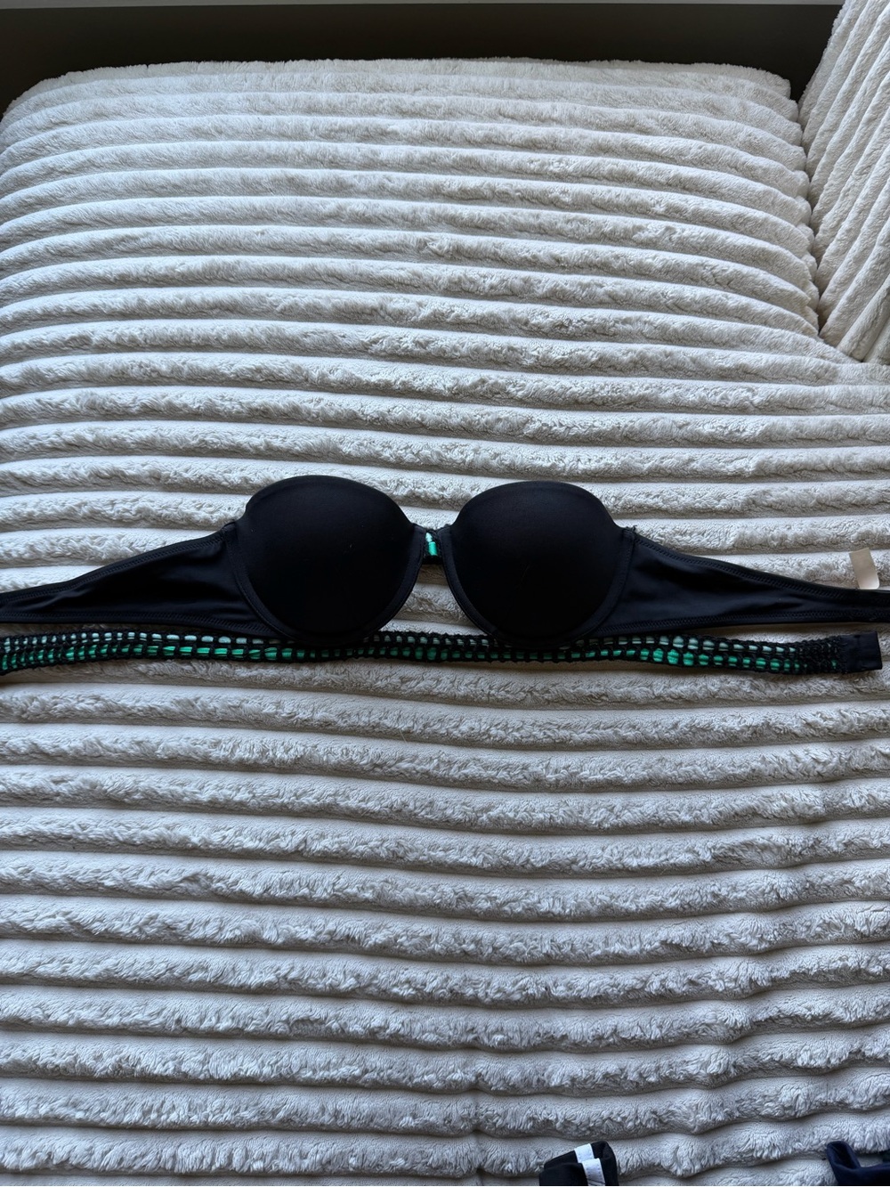 Victoria's Secret Black Strapless Bikini Top with Teal Accent